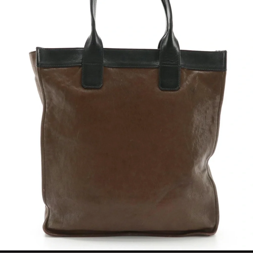 CHLOE FRONT POCKET TOTE BAG IN BROWN & BLACK LEATHER W/DETACHABLE POUCH